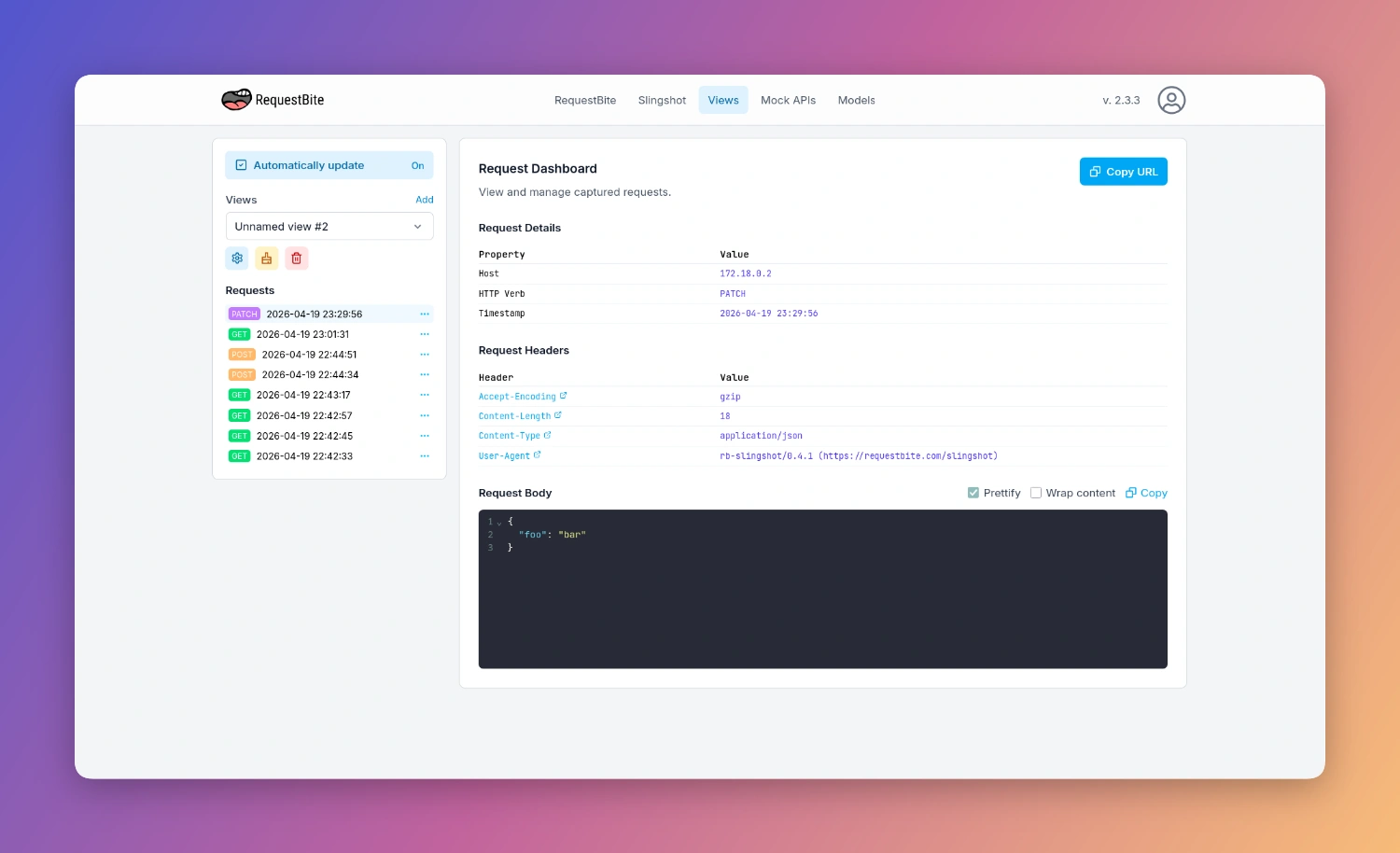 Request dashboard