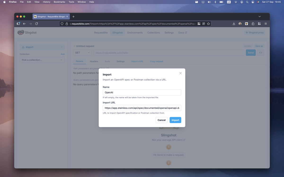 Import OpenAPI spec